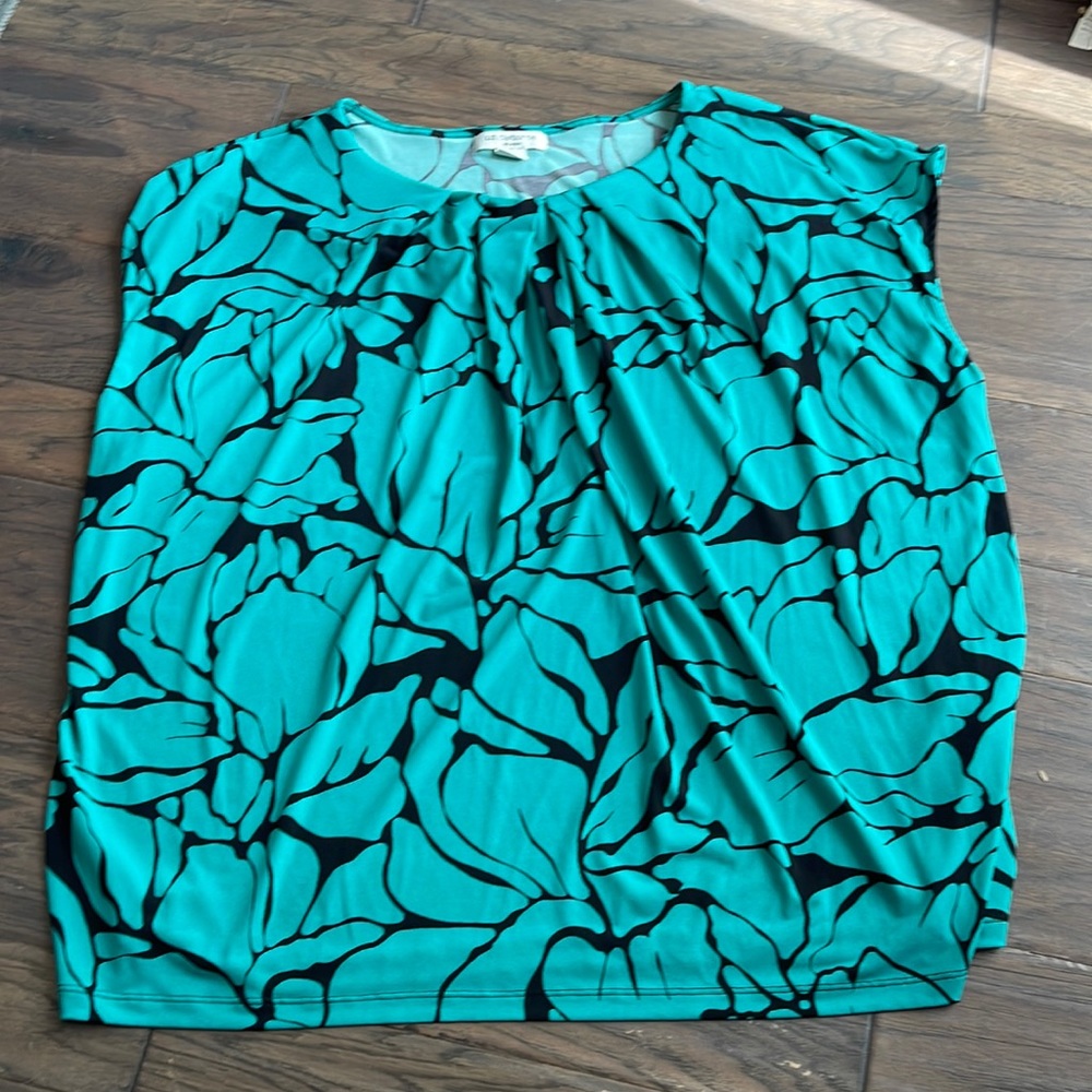 Liz Claiborne plus blouse - 2x - turquoise and black